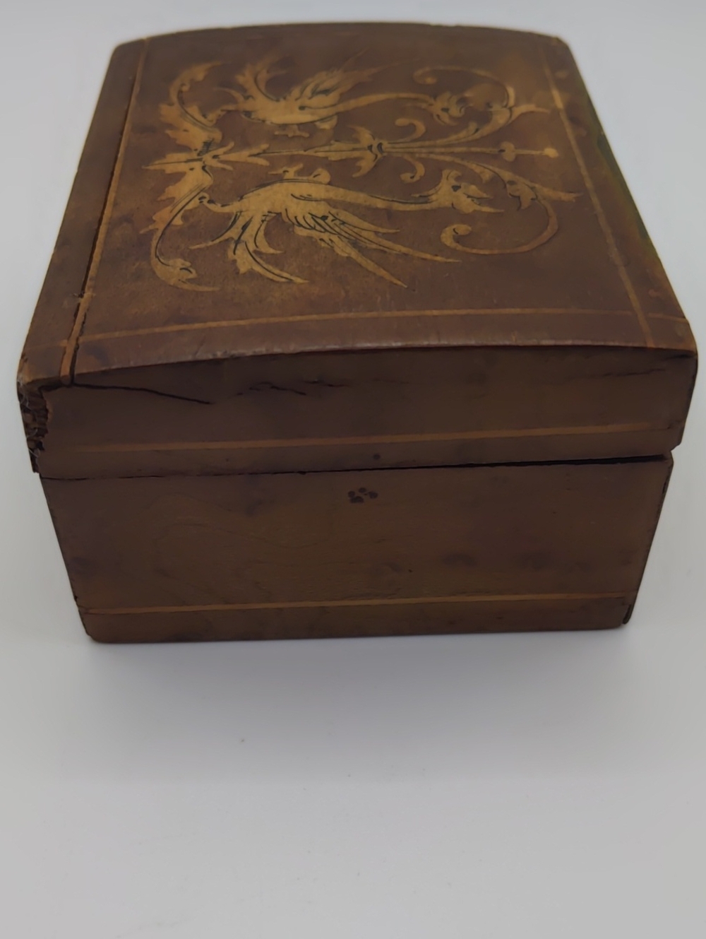 Dragon Trinket Box Burl Veneer Inlay Vintage - Picture 4 of 10